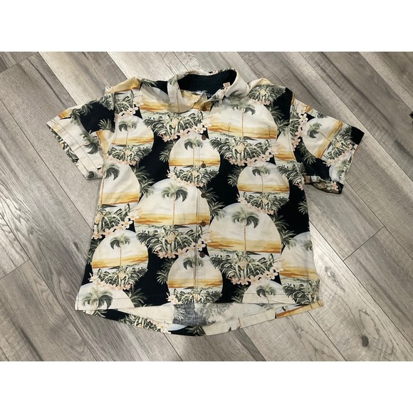 Jamaica Jaxx Other - Jamaica Jaxx Mens XL Silk Tropical Hawaiian Shirt Palm Tree Sunset Aloha Black